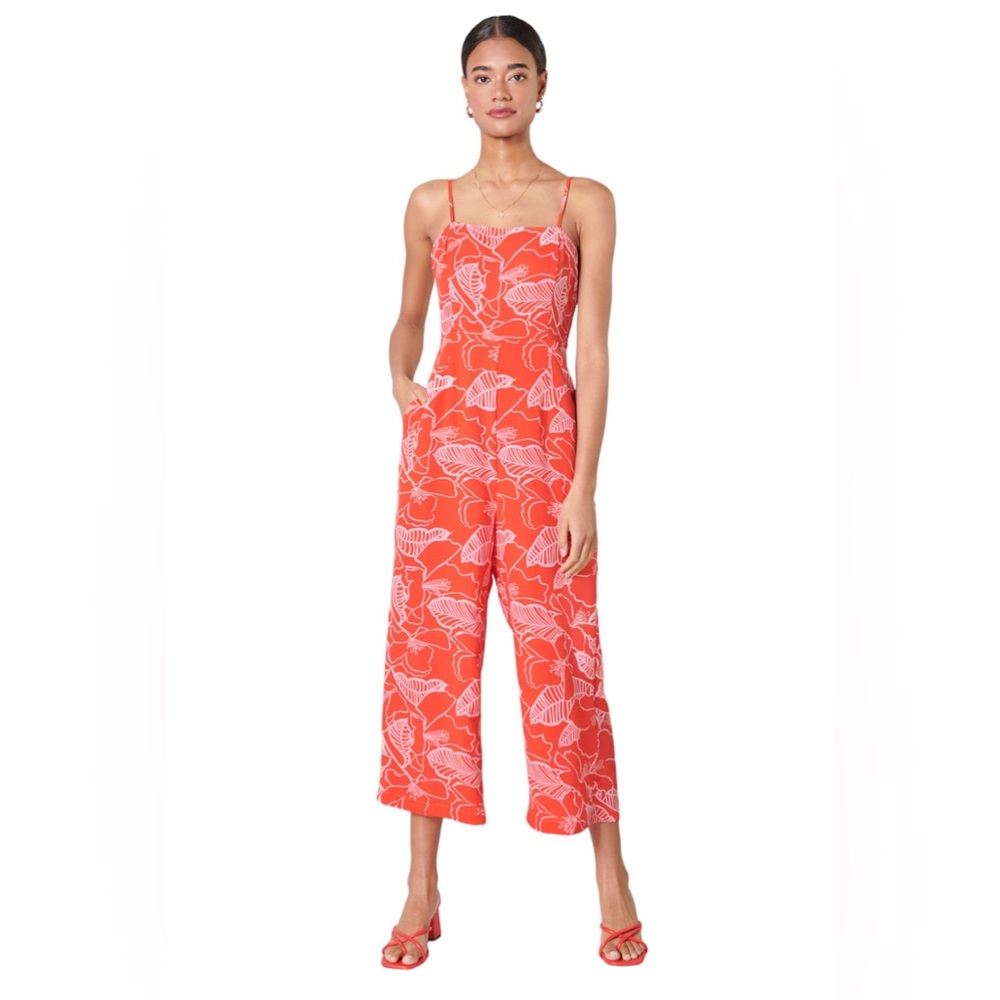 Sugarlips Ginger Floral Square Neck Jumpsuit Size Small NWT
